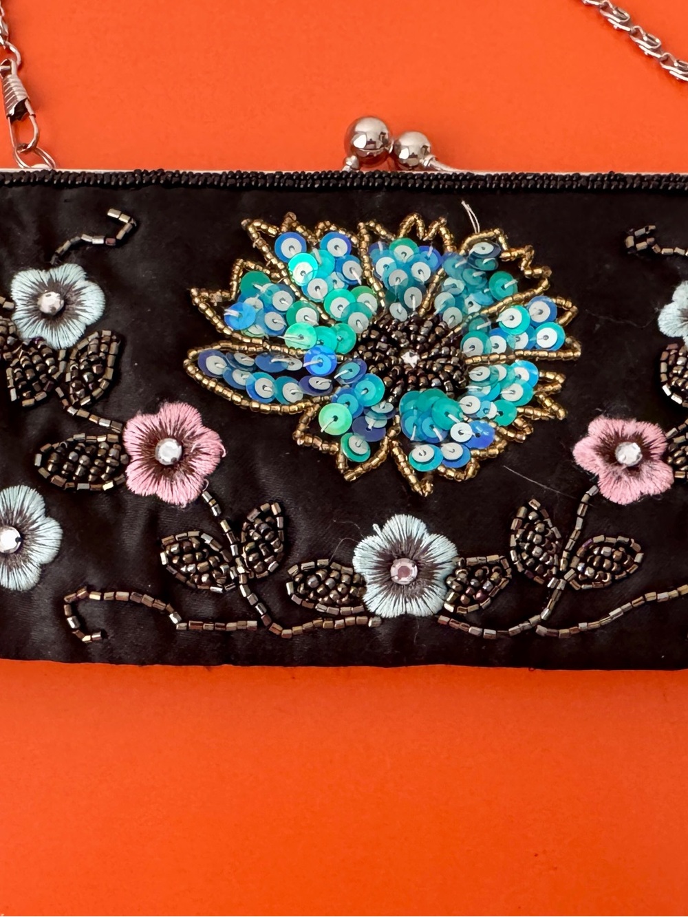 Beautiful Black Beaded Evening Bag, Lovely! - Picture 2 of 4